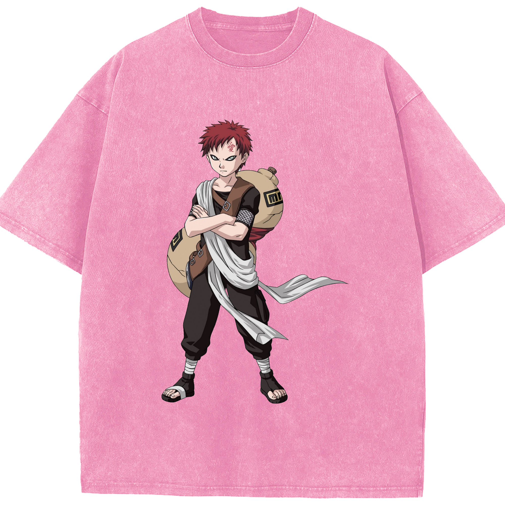 （画像用） NARUTO -ナルト- ガアラ Gaara 綿100% ヴィンテージ風 半袖Tシャツ（フロントプリント）